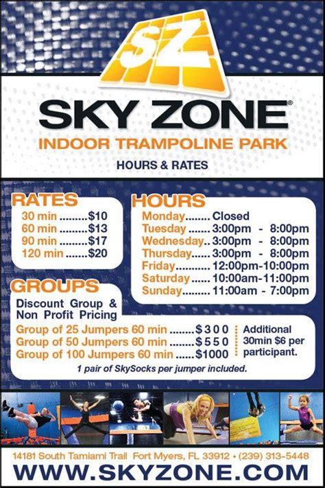 how much is sky zone|sky zone hours and prices.